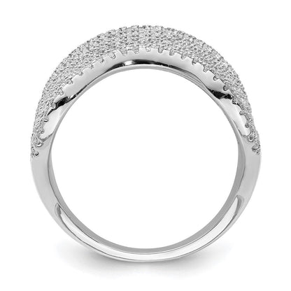 Sterlingsilber Rhodiniert Multi Zirkonia Welle Design Ring (size 6 Nur)