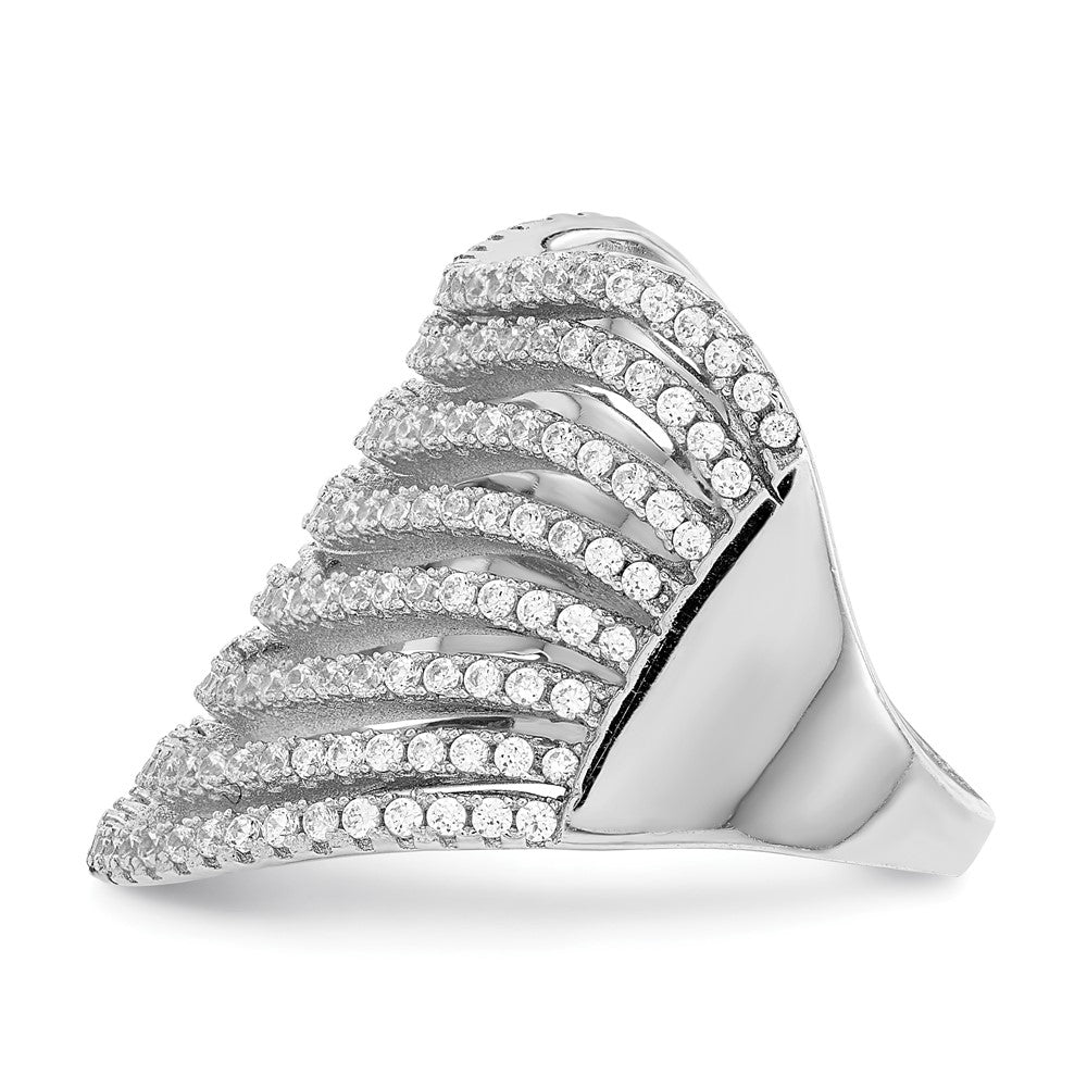 Sterlingsilber Rhodiniert Multi Zirkonia Welle Design Ring (size 6 Nur)