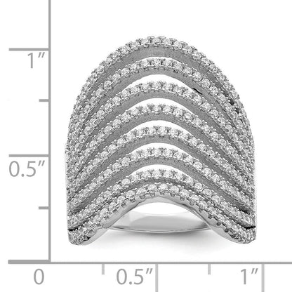 Sterlingsilber Rhodiniert Multi Zirkonia Welle Design Ring (size 6 Nur)