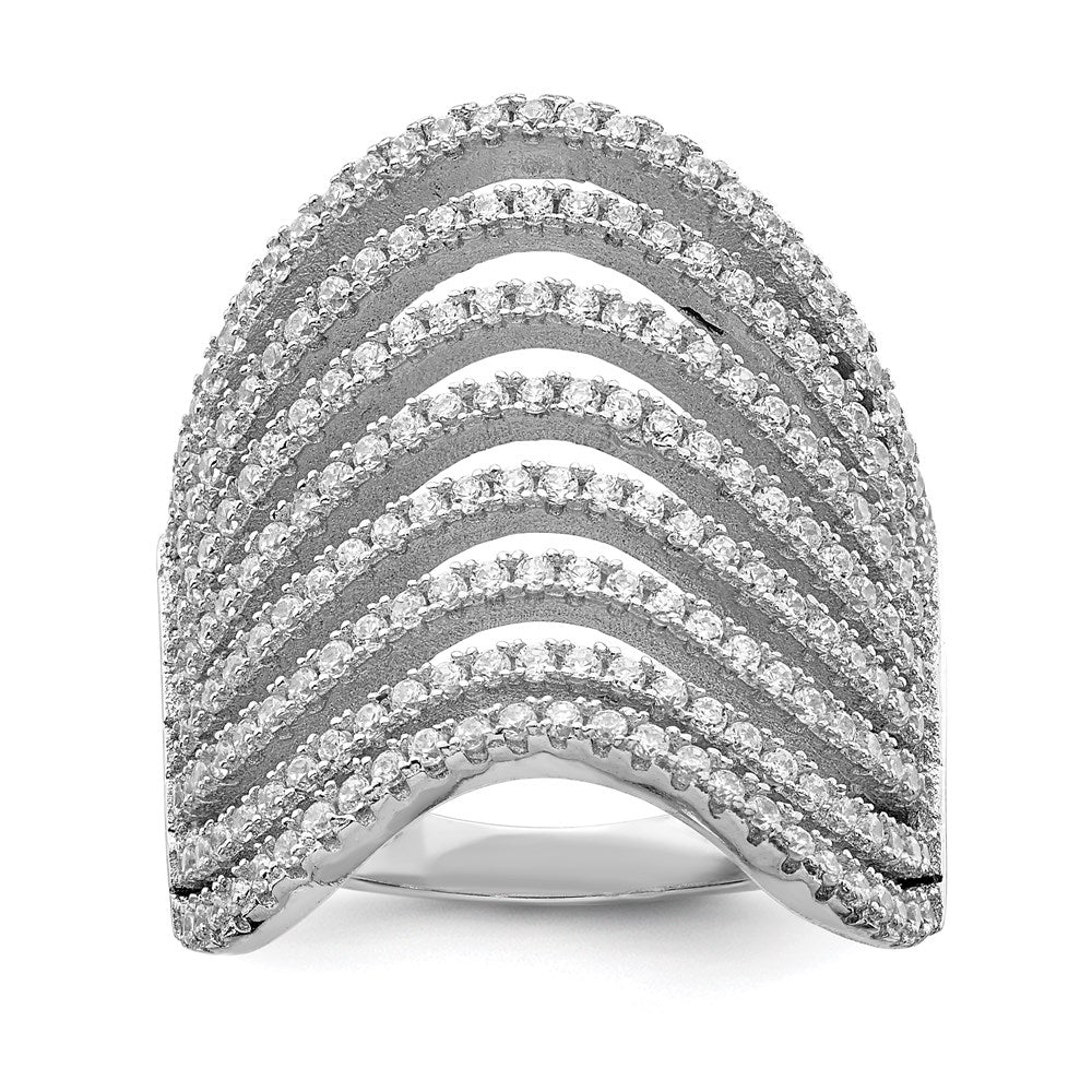 Sterlingsilber Rhodiniert Multi Zirkonia Welle Design Ring (size 6 Nur)