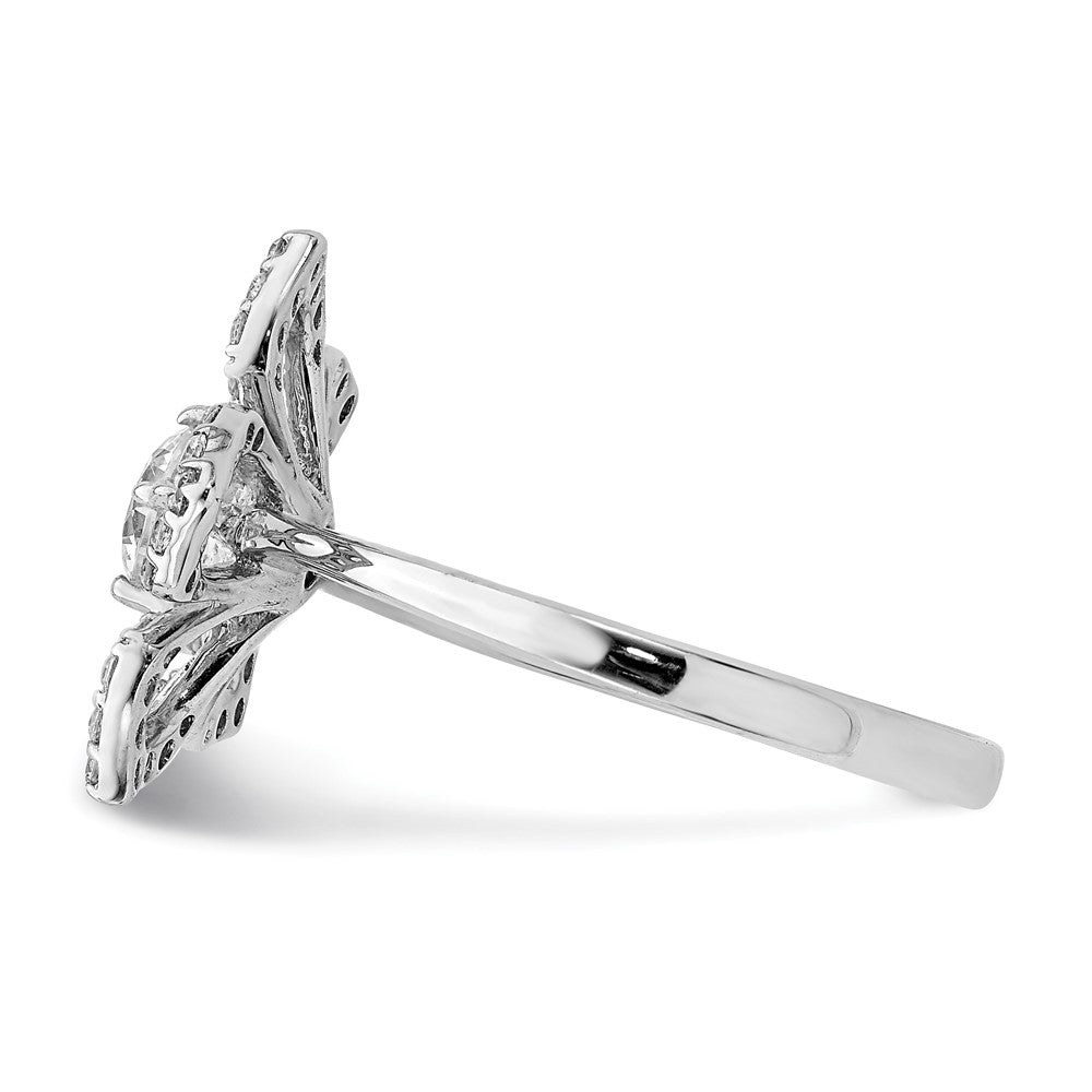 Sterlingsilber Rhodiniert Zirkonia Blume Ring