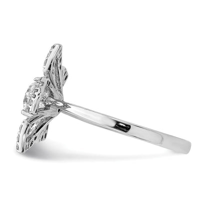 Sterlingsilber Rhodiniert Zirkonia Blume Ring
