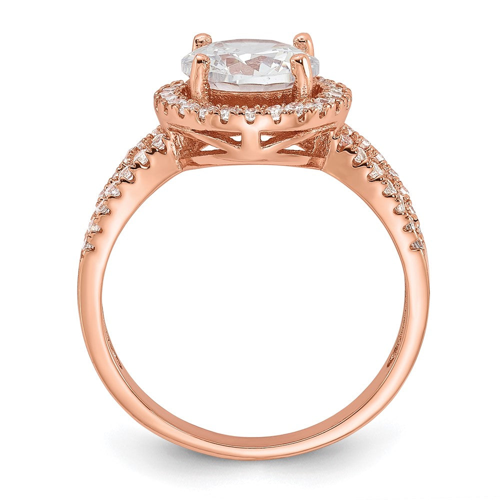 Sterlingsilber Roséfarben 8mm Mittig Zirkonia Heiligenschein Ring