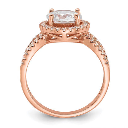 Sterlingsilber Roséfarben 8mm Mittig Zirkonia Heiligenschein Ring