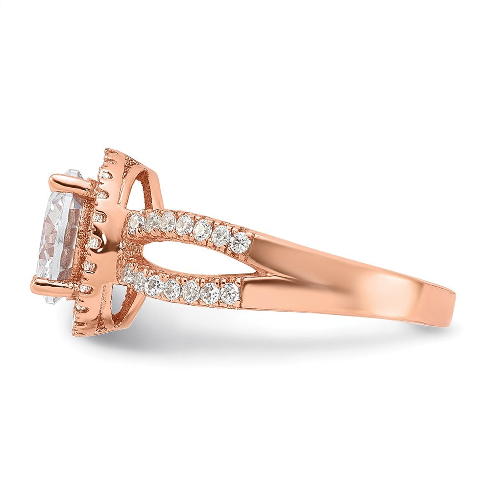 Sterlingsilber Roséfarben 8mm Mittig Zirkonia Heiligenschein Ring