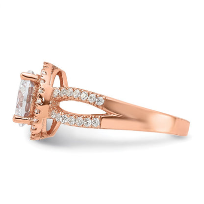 Sterlingsilber Roséfarben 8mm Mittig Zirkonia Heiligenschein Ring