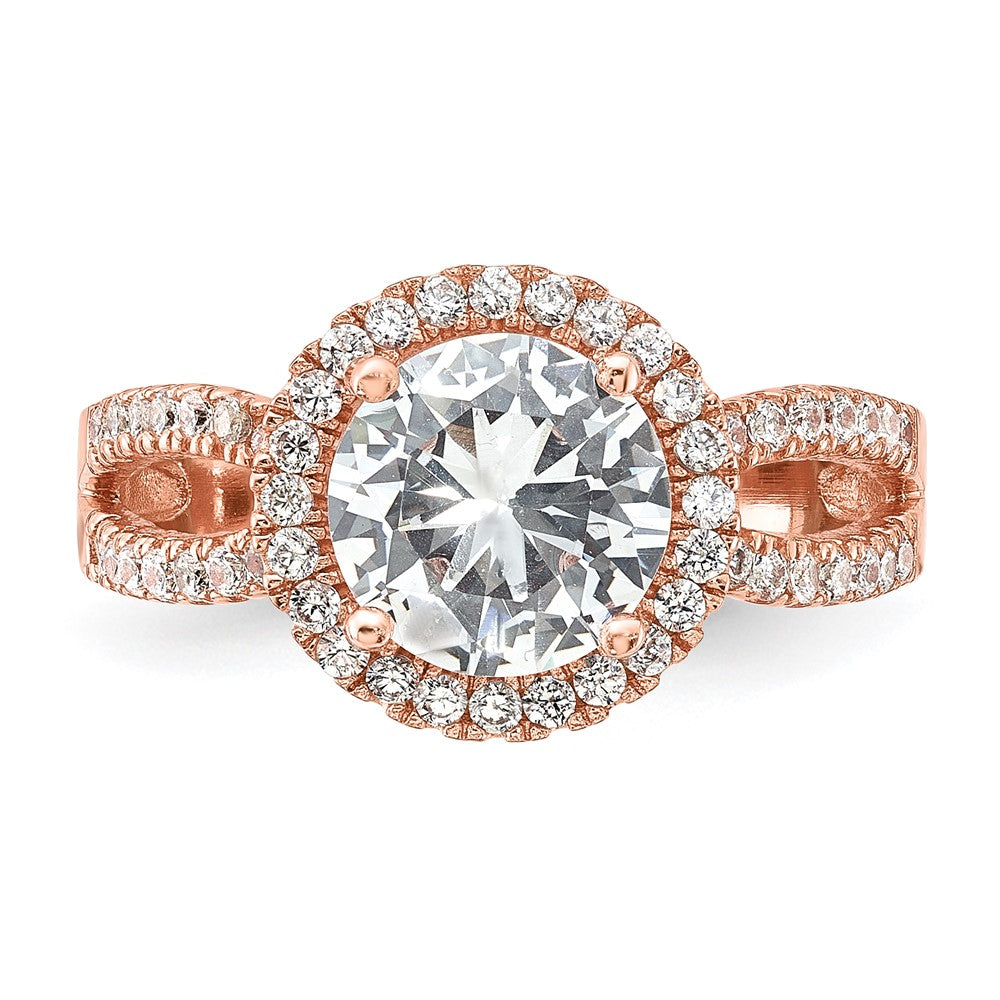 Sterlingsilber Roséfarben 8mm Mittig Zirkonia Heiligenschein Ring