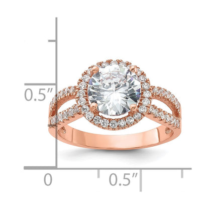 Sterlingsilber Roséfarben 8mm Mittig Zirkonia Heiligenschein Ring