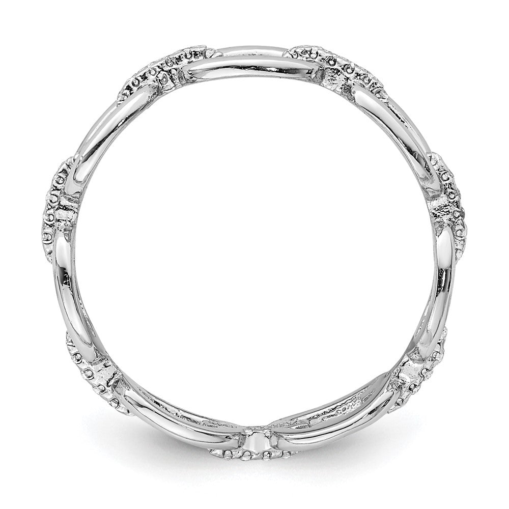 Sterlingsilber Rhodiniert Zirkonia Bars & Oval Knöpfe Ring