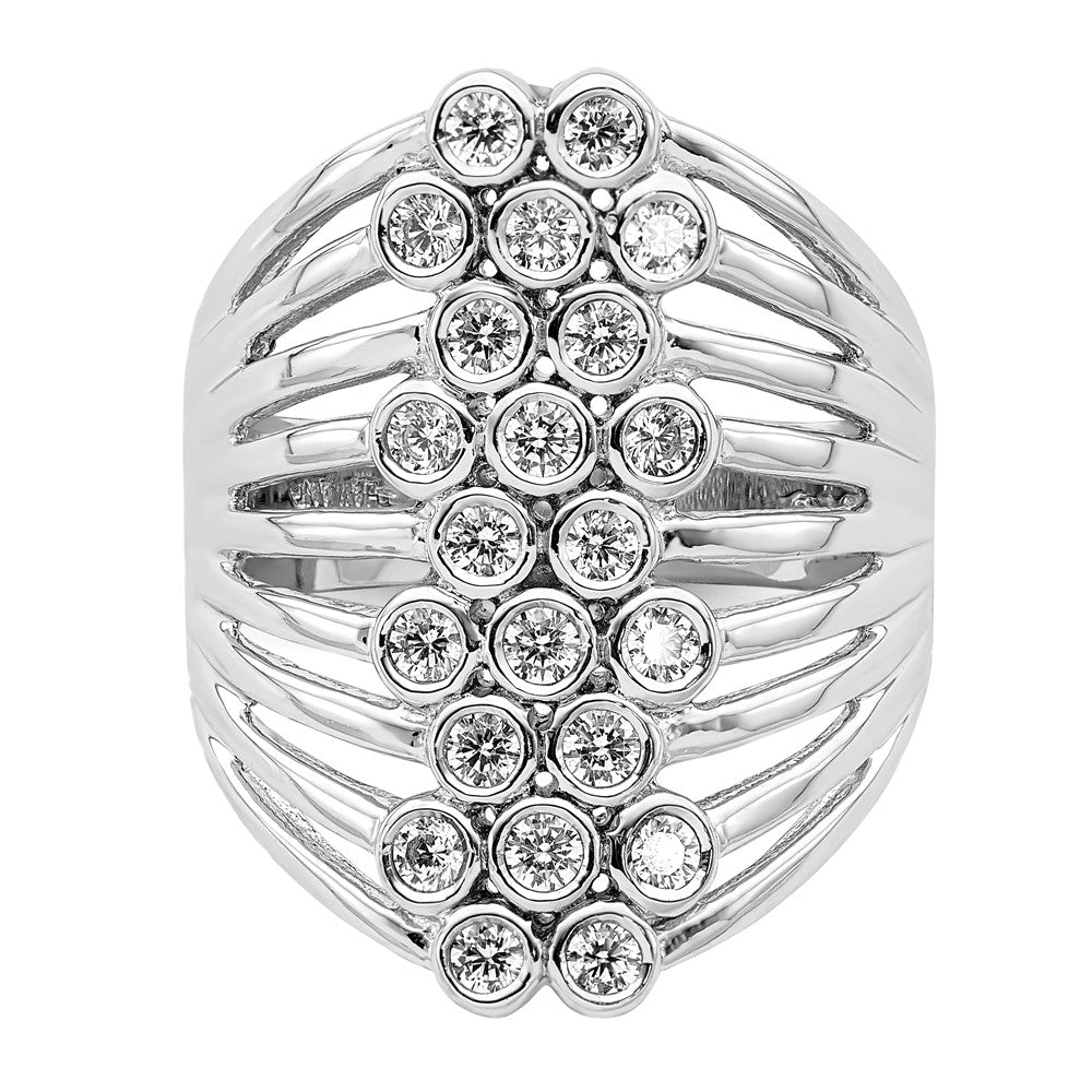 Sterlingsilber Rhodiniert Multi Reihe Zargenfassung Zirkonia Ring (size 6 Nur)