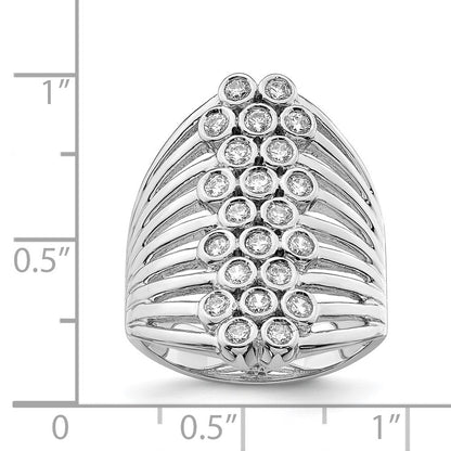 Sterlingsilber Rhodiniert Multi Reihe Zargenfassung Zirkonia Ring (size 6 Nur)