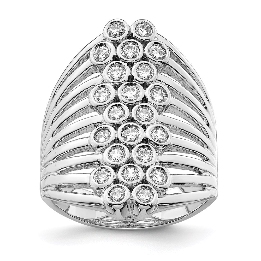 Sterlingsilber Rhodiniert Multi Reihe Zargenfassung Zirkonia Ring (size 6 Nur)