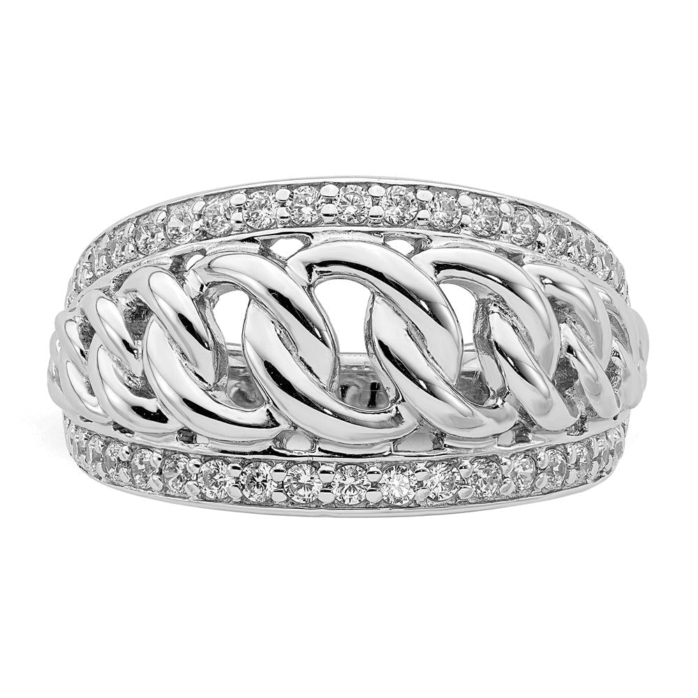 Sterlingsilber Rhodiniert Zirkonia Ring (size 6 Nur)