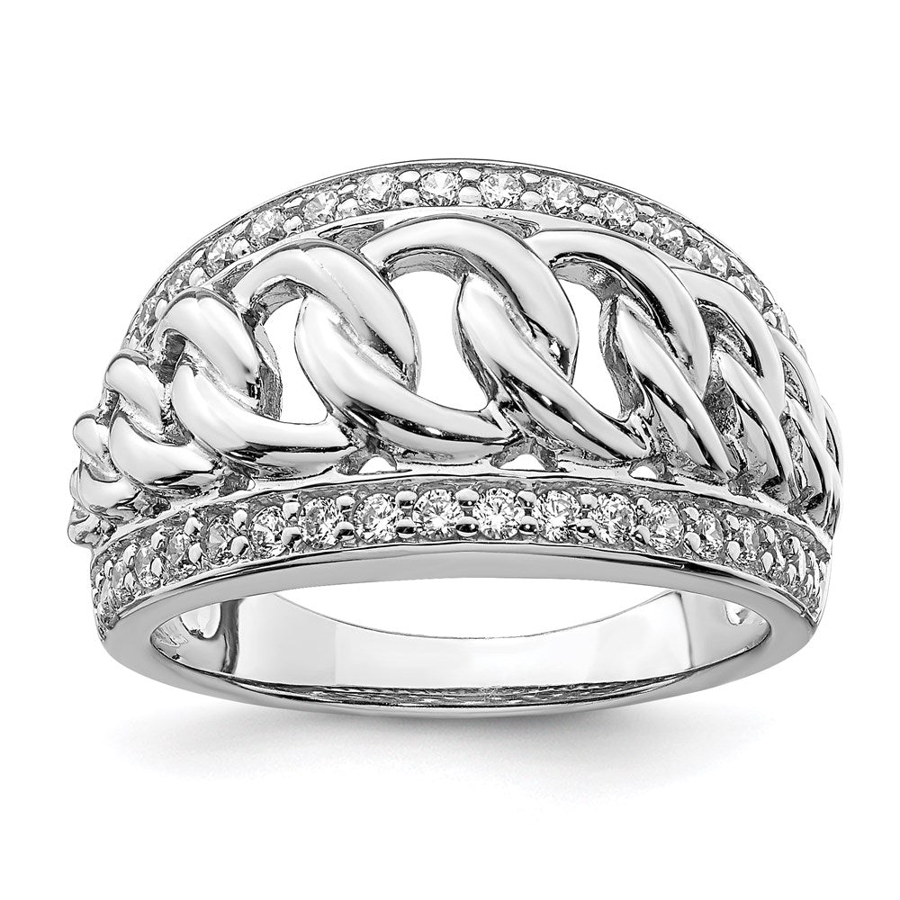 Sterlingsilber Rhodiniert Zirkonia Ring (size 6 Nur)