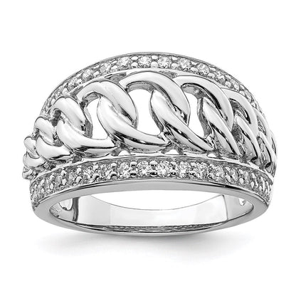 Sterlingsilber Rhodiniert Zirkonia Ring (size 6 Nur)