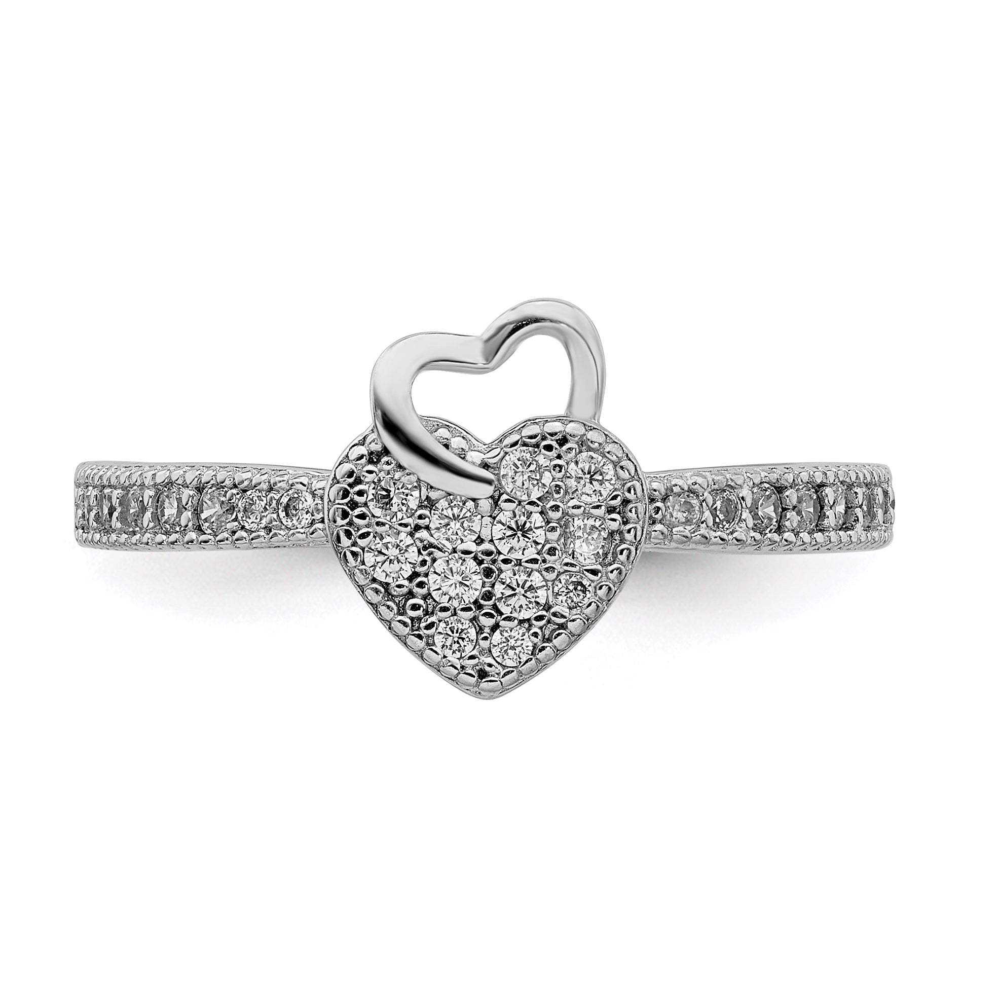 Sterlingsilber Herzen Rhodiniert Zirkonia Ring