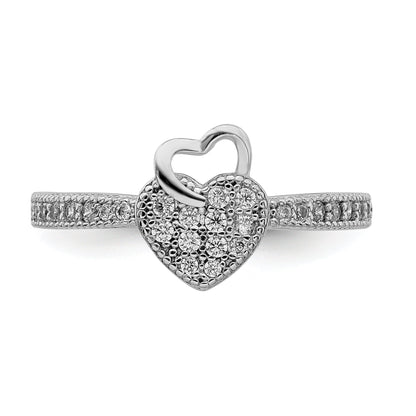 Sterlingsilber Herzen Rhodiniert Zirkonia Ring