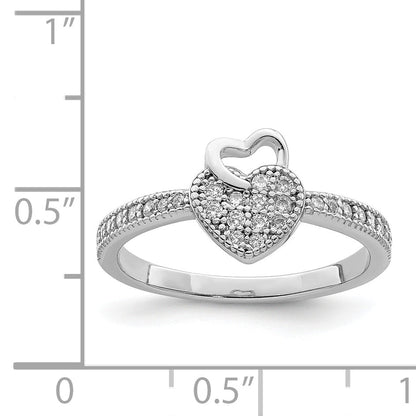 Sterlingsilber Herzen Rhodiniert Zirkonia Ring