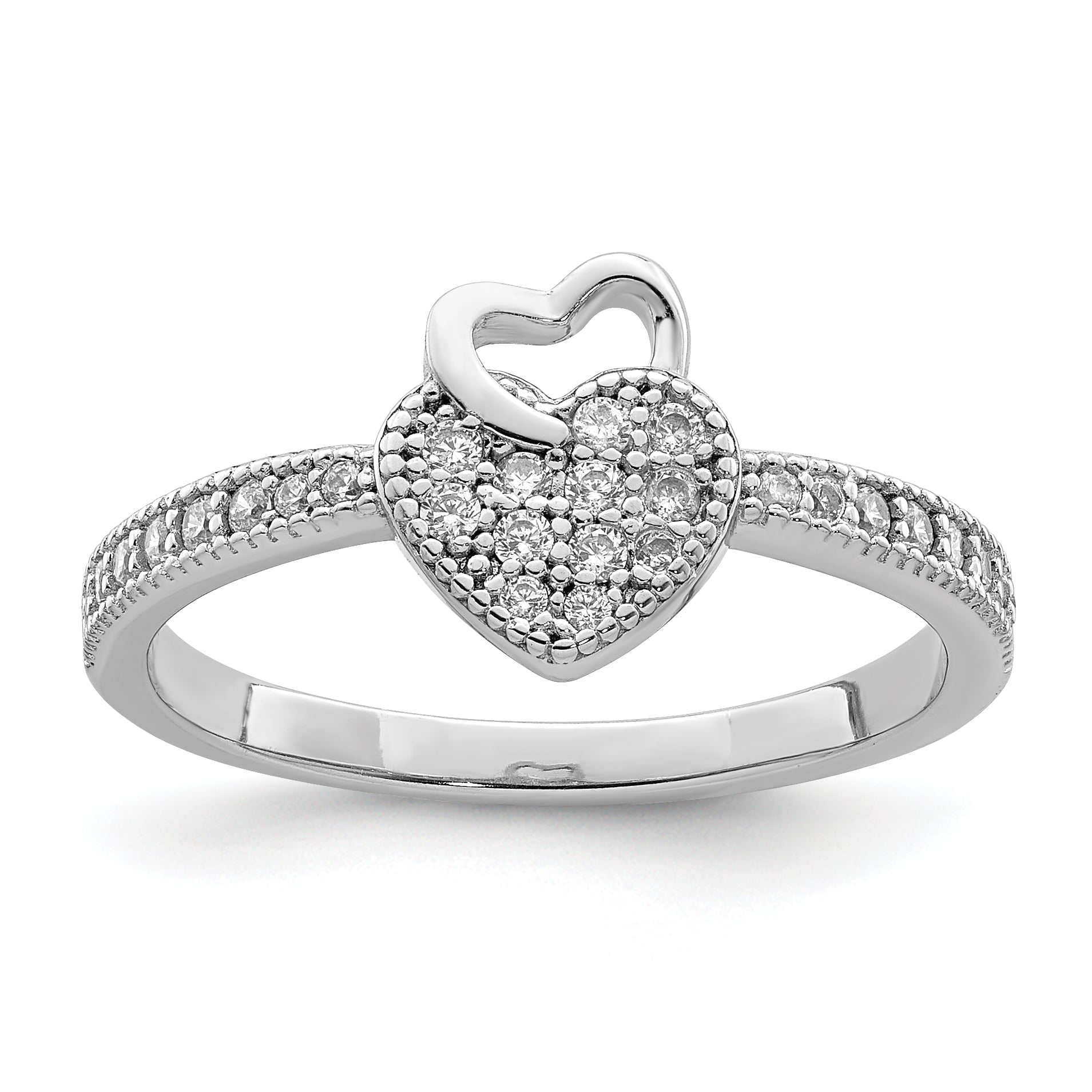 Sterlingsilber Herzen Rhodiniert Zirkonia Ring
