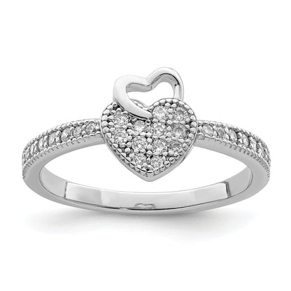 Sterlingsilber Herzen Rhodiniert Zirkonia Ring