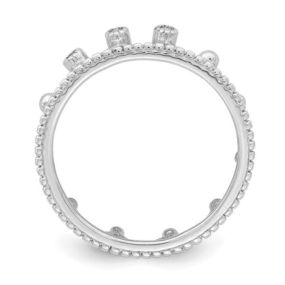 Sterlingsilber Rhodiniert Zirkonia Krone Ring