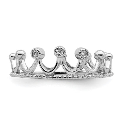 Sterlingsilber Rhodiniert Zirkonia Krone Ring