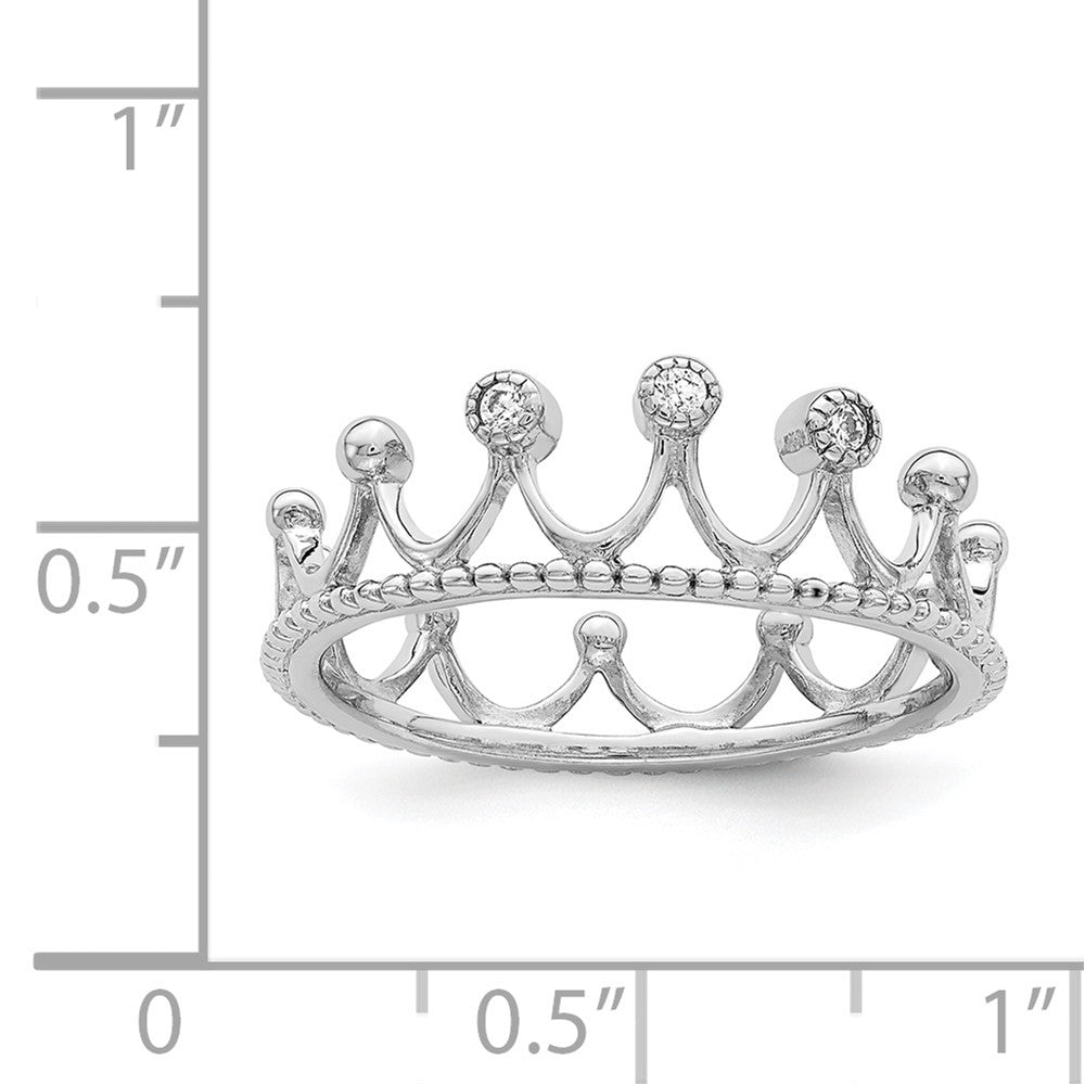 Sterlingsilber Rhodiniert Zirkonia Krone Ring