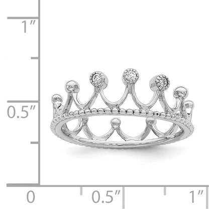 Sterlingsilber Rhodiniert Zirkonia Krone Ring