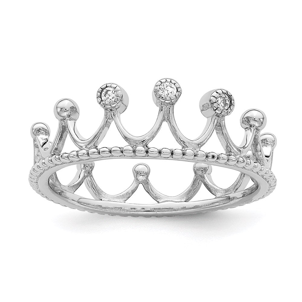 Sterlingsilber Rhodiniert Zirkonia Krone Ring