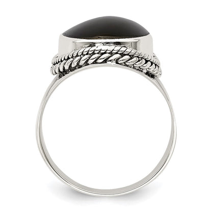 Sterlingsilber Poliert Schwarz Onyx Ring