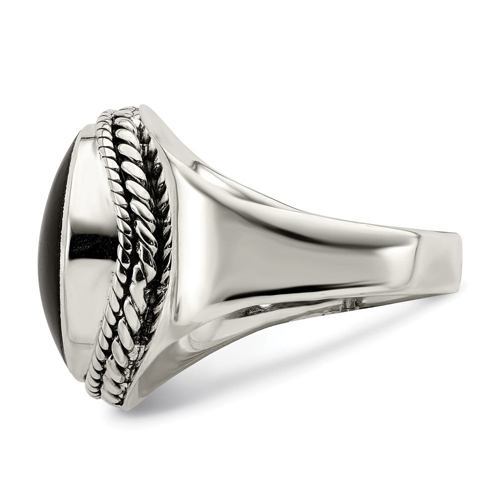 Sterlingsilber Poliert Schwarz Onyx Ring