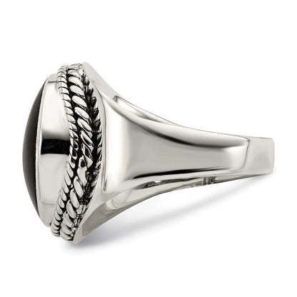 Sterlingsilber Poliert Schwarz Onyx Ring