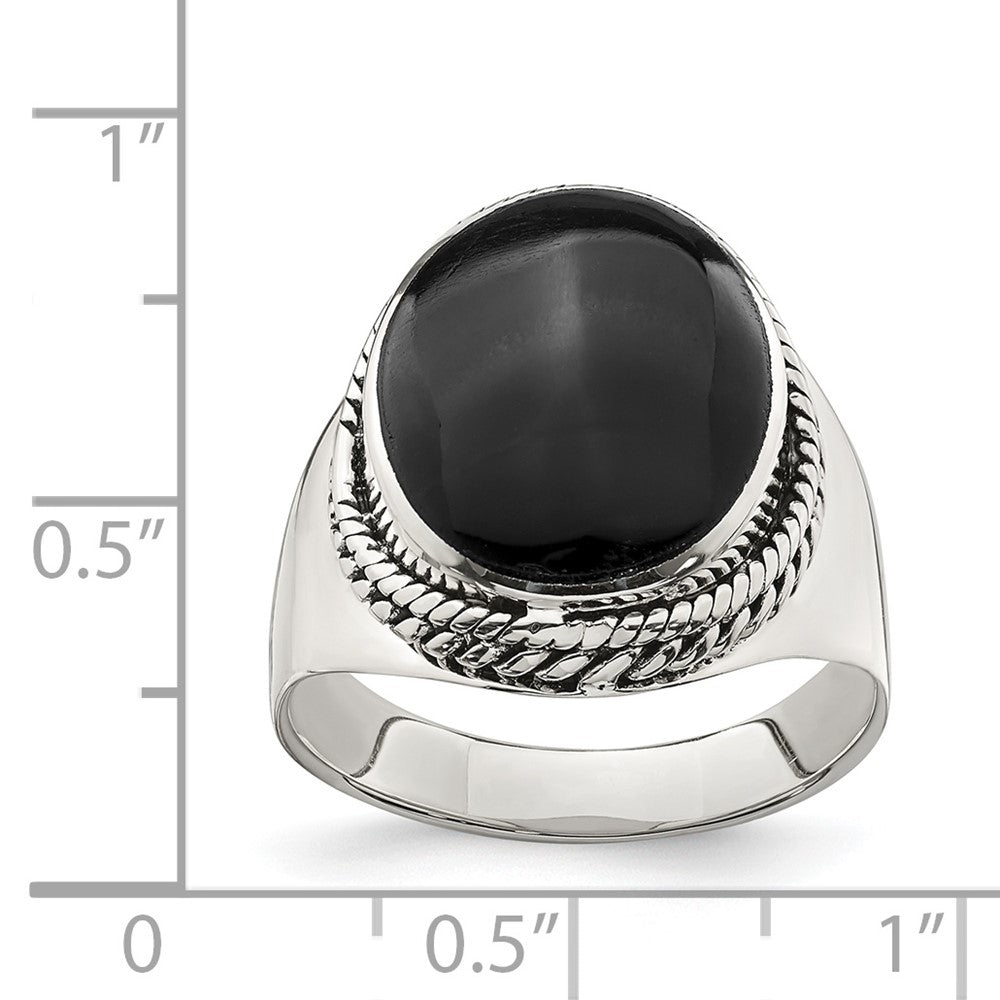 Sterlingsilber Poliert Schwarz Onyx Ring