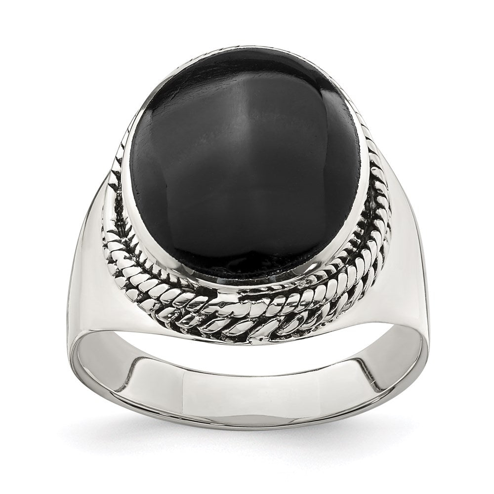 Sterlingsilber Poliert Schwarz Onyx Ring