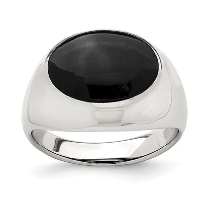Sterlingsilber Poliert Schwarz Onyx Ring