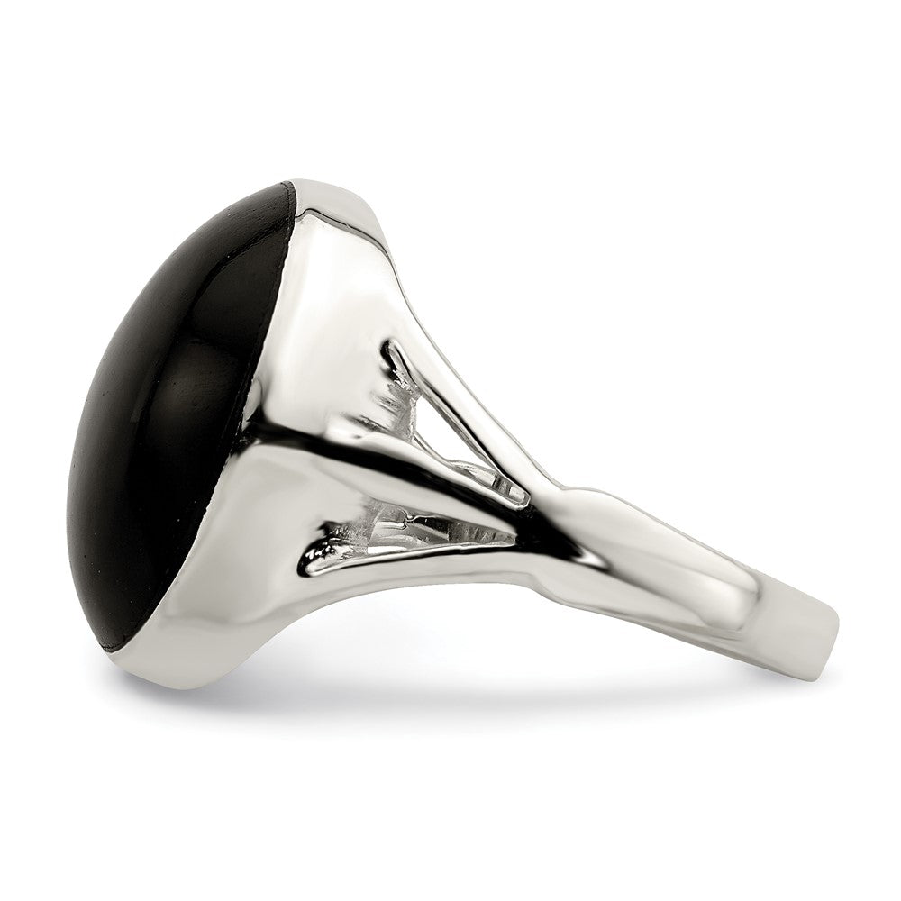 Sterlingsilber Poliert Schwarz Onyx Oval Schliff Ring (size 6 Nur)