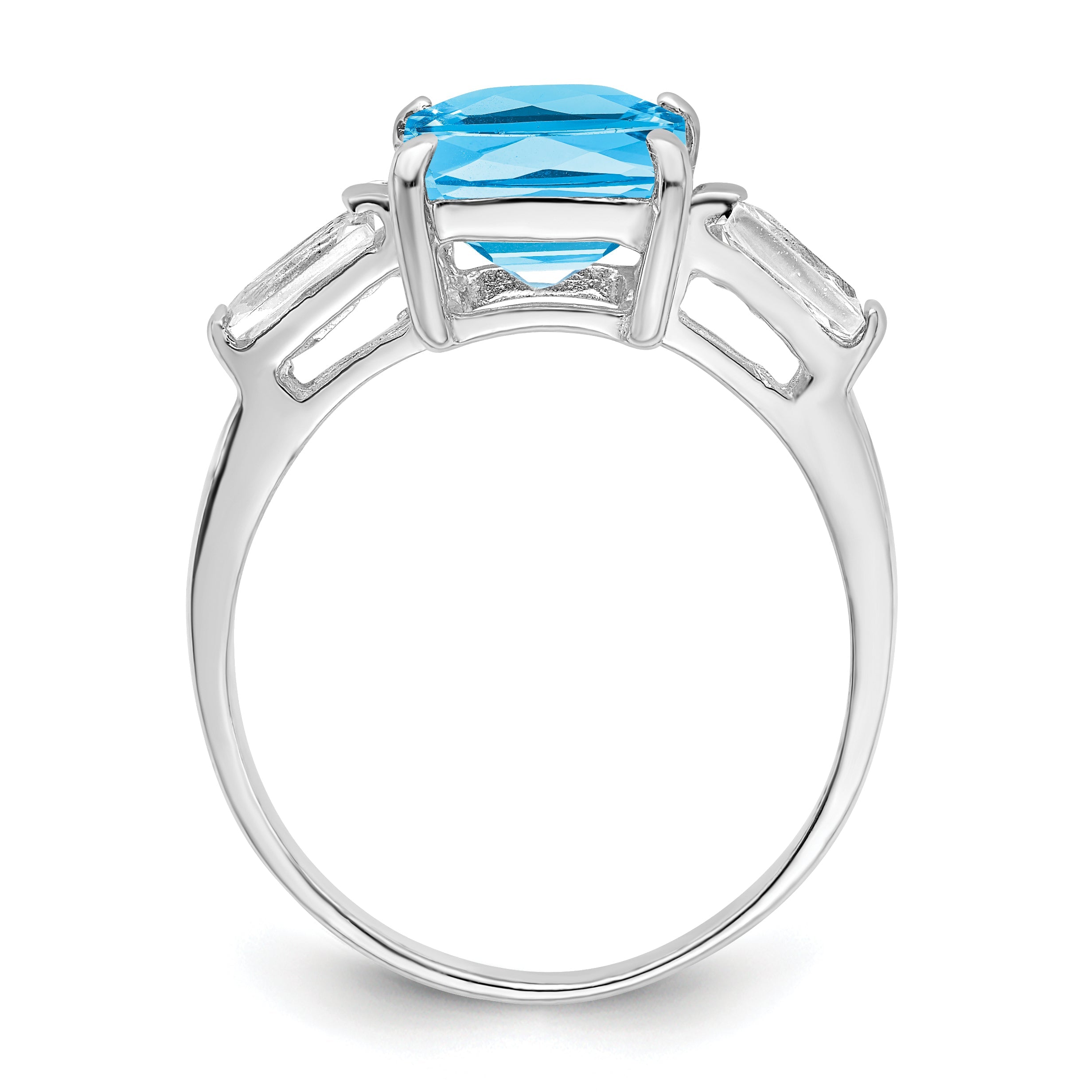 Sterlingsilber Rhodium Blautopas Ring