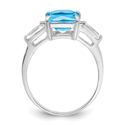 Sterlingsilber Rhodium Blautopas Ring