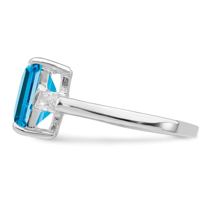 Sterlingsilber Rhodium Blautopas Ring