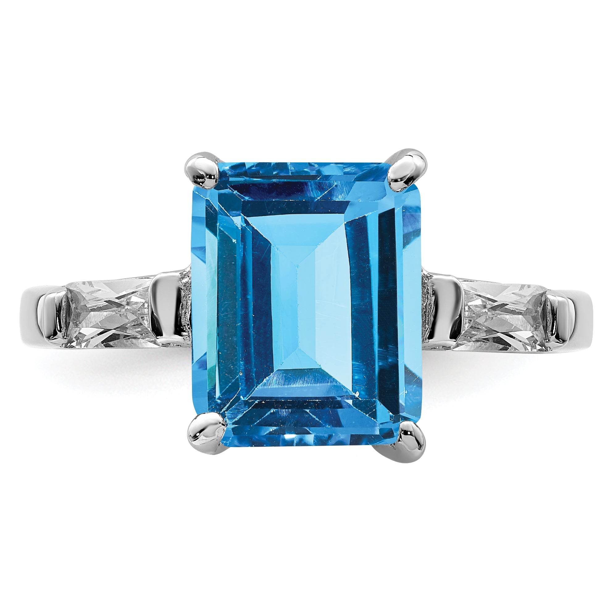 Sterlingsilber Rhodium Blautopas Ring