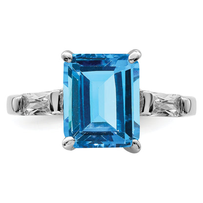 Sterlingsilber Rhodium Blautopas Ring