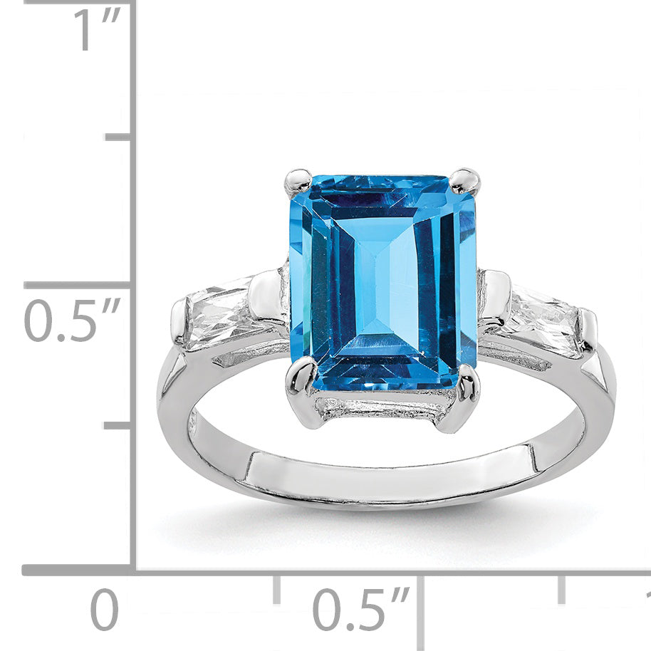 Sterlingsilber Rhodium Blautopas Ring