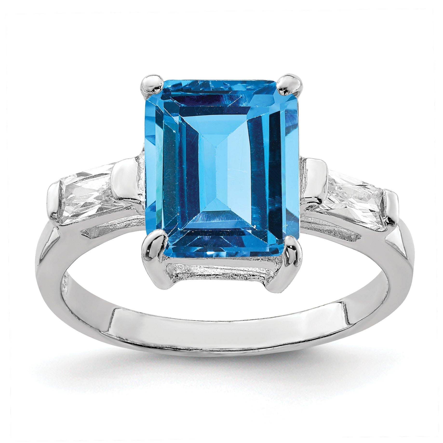 Sterlingsilber Rhodium Blautopas Ring