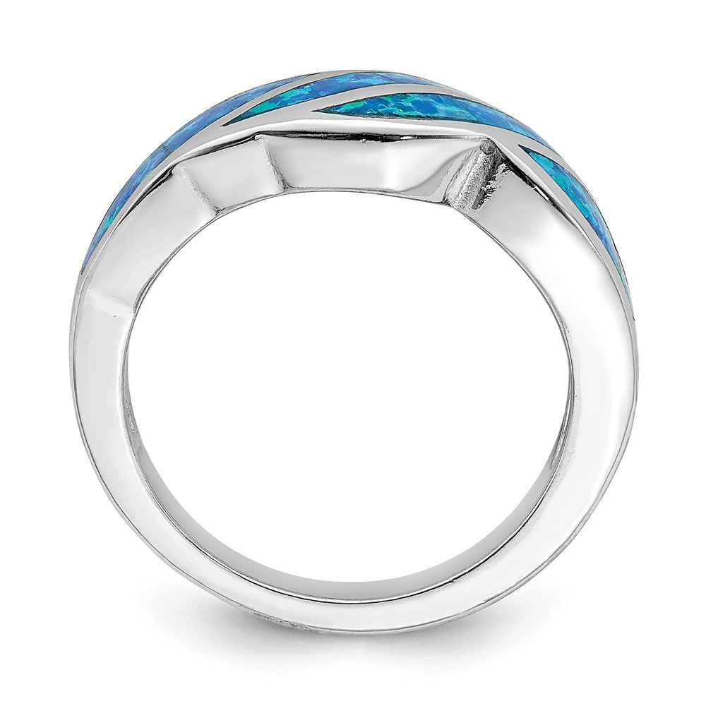 Sterlingsilber Rhodiniert Erzeugt Blau Opal Einlage Ring
