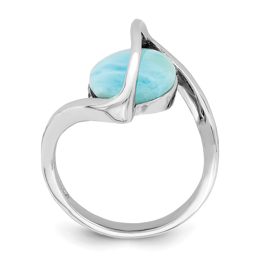 Sterlingsilber Rhodiniert Larimar Gedreht Ring