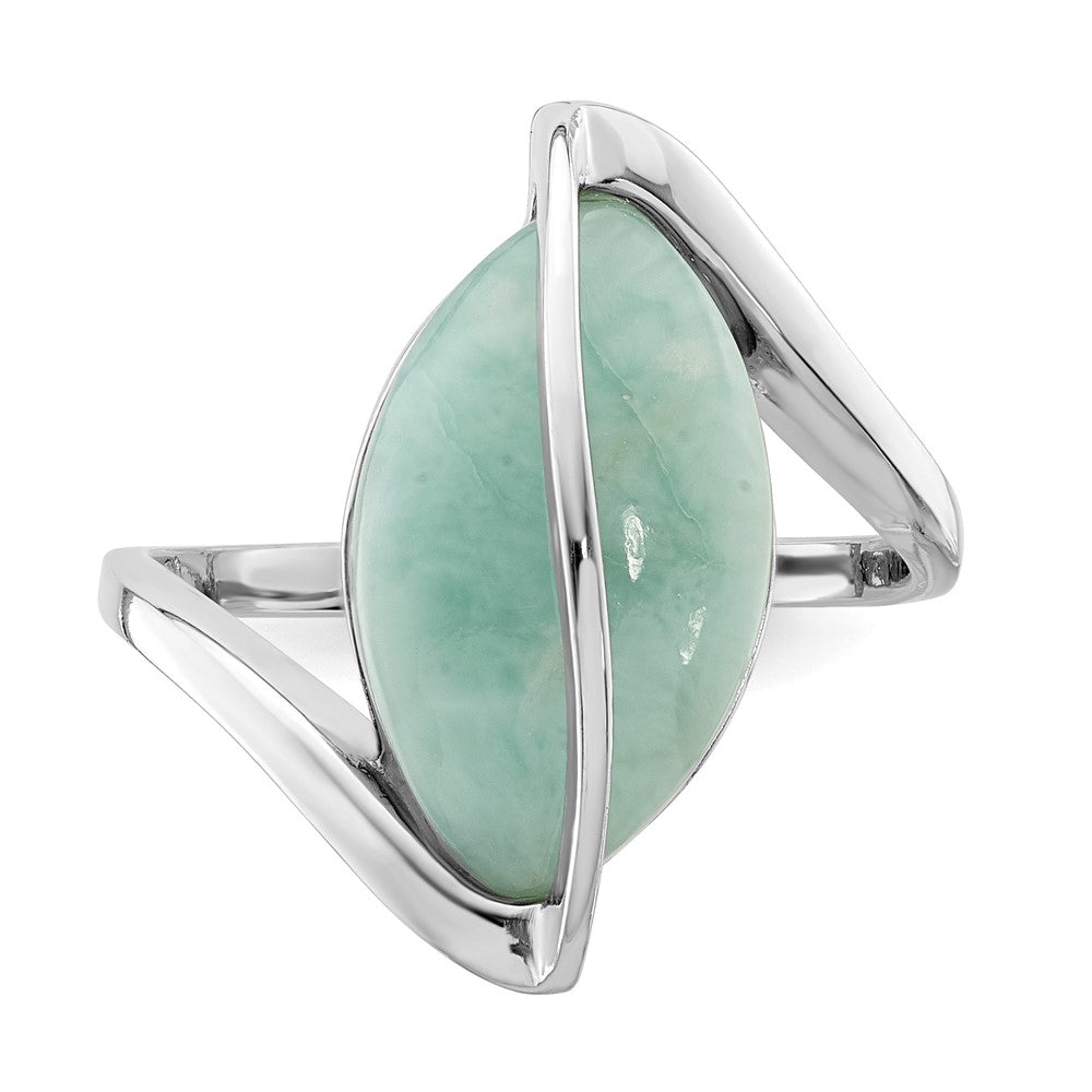 Sterlingsilber Rhodiniert Larimar Gedreht Ring