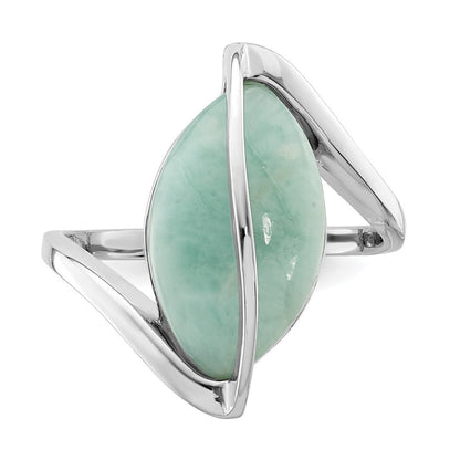 Sterlingsilber Rhodiniert Larimar Gedreht Ring