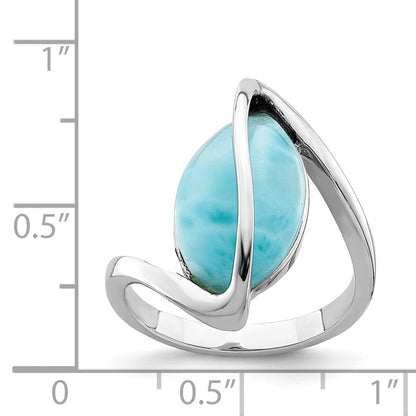 Sterlingsilber Rhodiniert Larimar Gedreht Ring