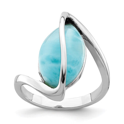 Sterlingsilber Rhodiniert Larimar Gedreht Ring
