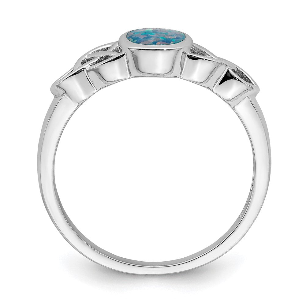 Sterlingsilber Rhodiniert Im Labor Erzeugt Opal Ring